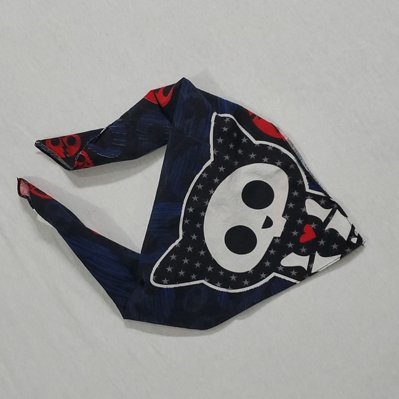 VTG Hot Topic Skelanimals Kit The Cat Square Bandana Scarf Accessory Sz 20"x 20" - Picture 10 of 16